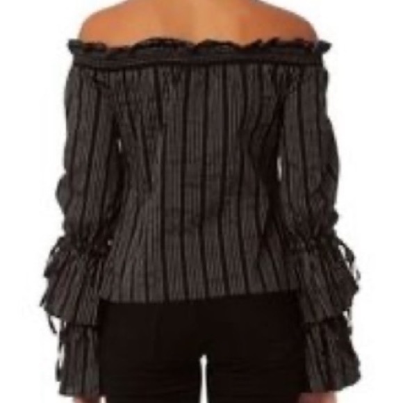 INTERMIX SOFIA OFF SHOULDER CROPPED SILHOUETTE TOP STRETCHY COTTON BLEND SIZE S - Picture 4 of 8